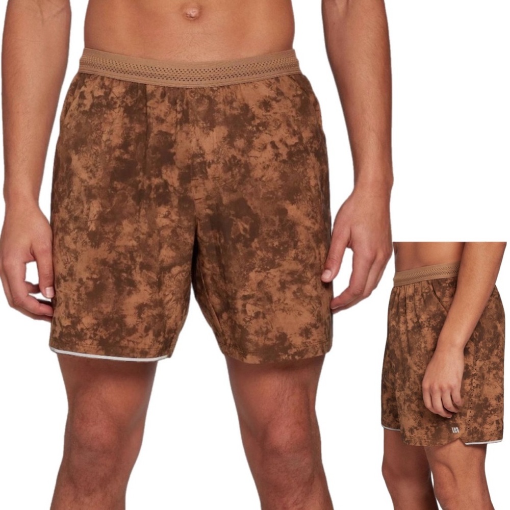 VRST Velocity Run Shorts Mens Medium 7” Athletic Linerless Tie Dye Brown Workout
